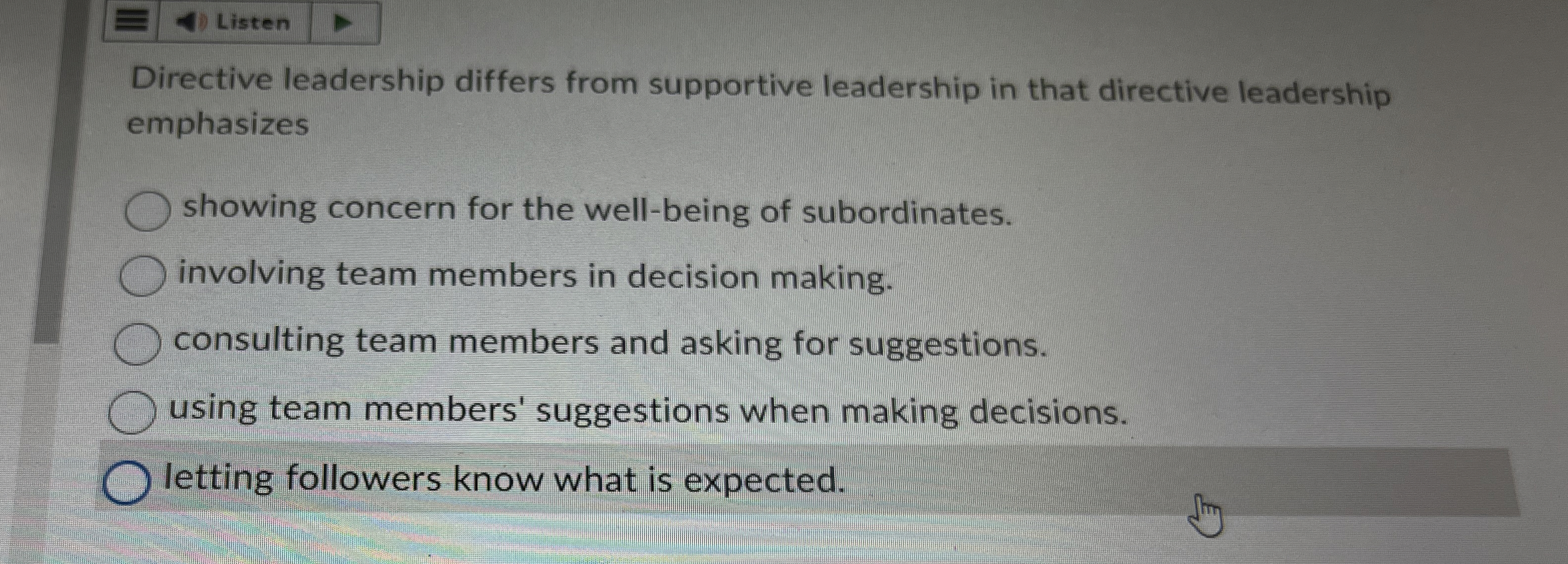 Directive leadership differs from supportive