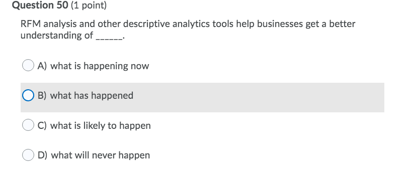 Question 50 (1 point) REM analysis and other
