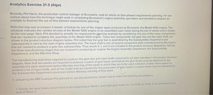 Analytics Exercise 21-3 (Algo) Recently, Phil