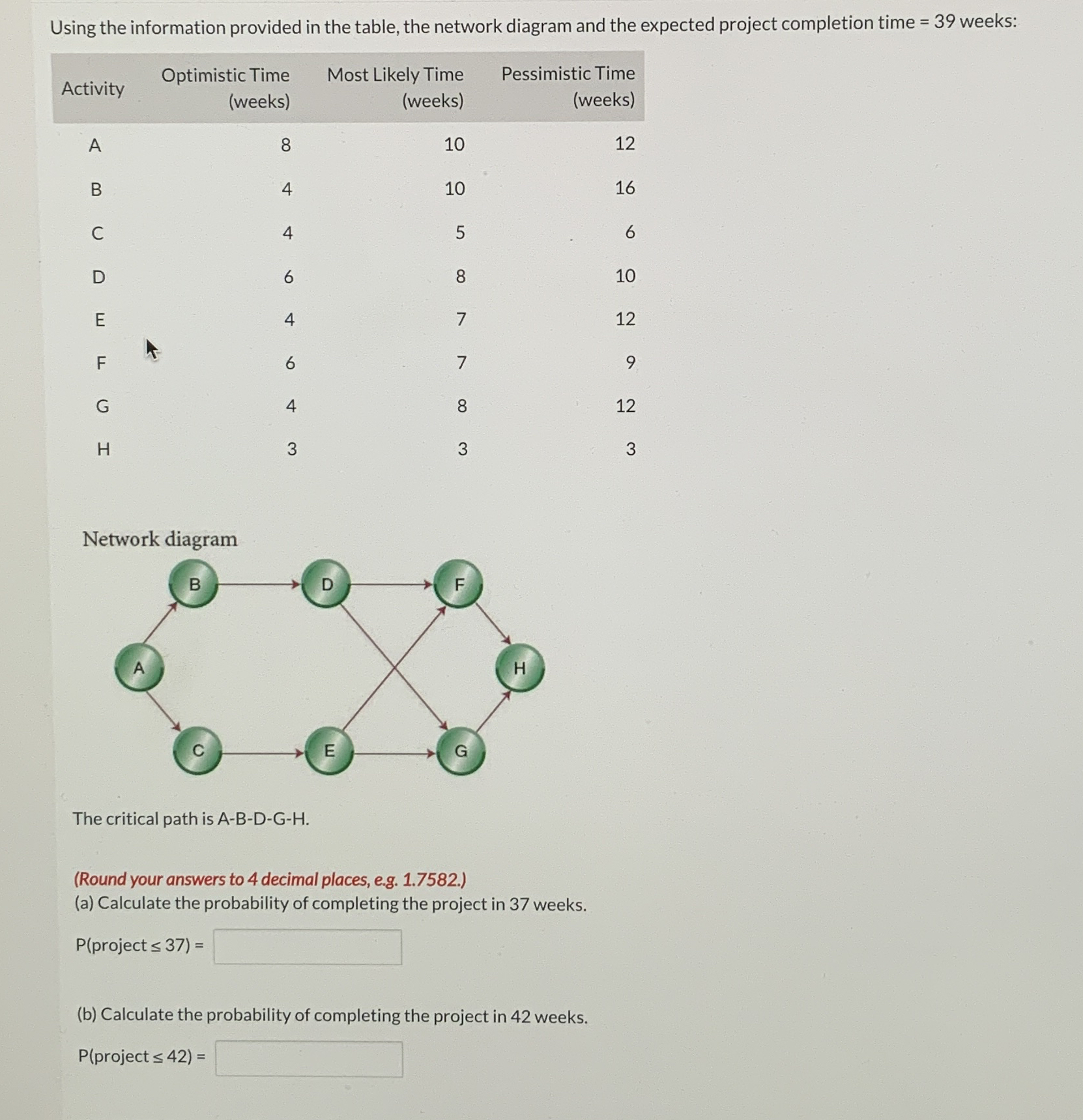 Using the information provided in the table, the