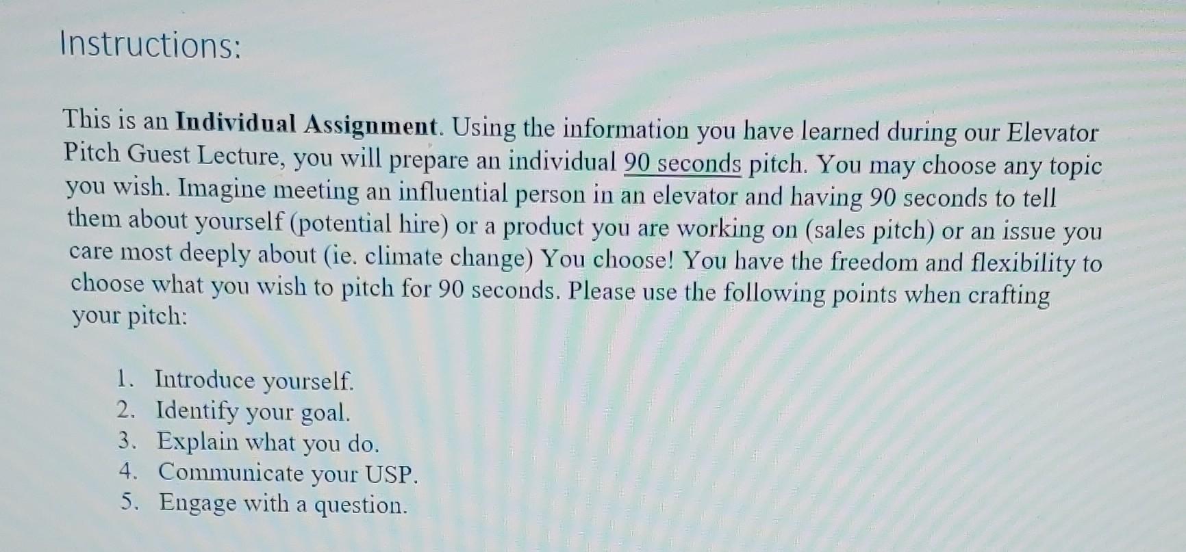 Instructions: This is an Individual Assignment.