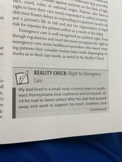 Please read case study "right to emergency care"