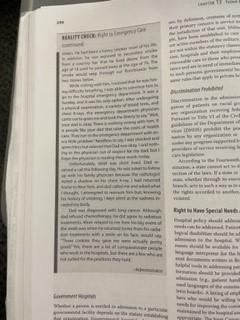 Please read case study "right to emergency care"