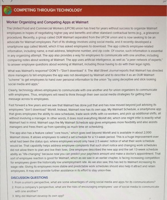 COMPETING THROUGH TECHNOLOGY Worker Organizing