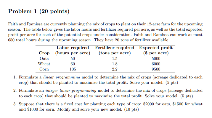 Problem 1 (20 points) 1.5 Faith and Ramissa are