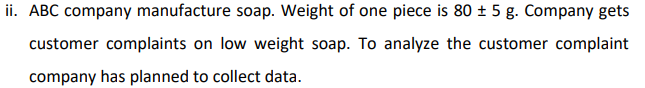 ii. ABC company manufacture soap. Weight of one