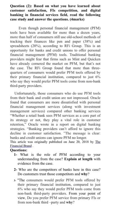 Question (2): Based on what you have learned