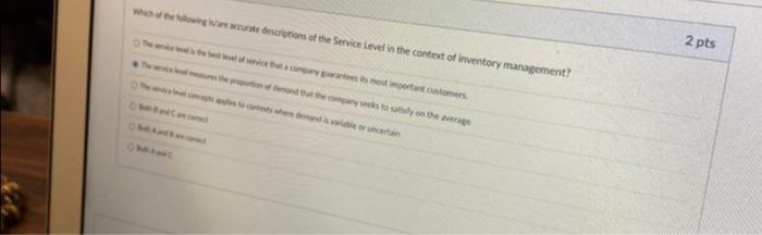 wige descriptions of the Service Level in the