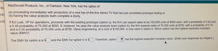 4) 4) MacDonald Products, Inc. of Clarkson, New
