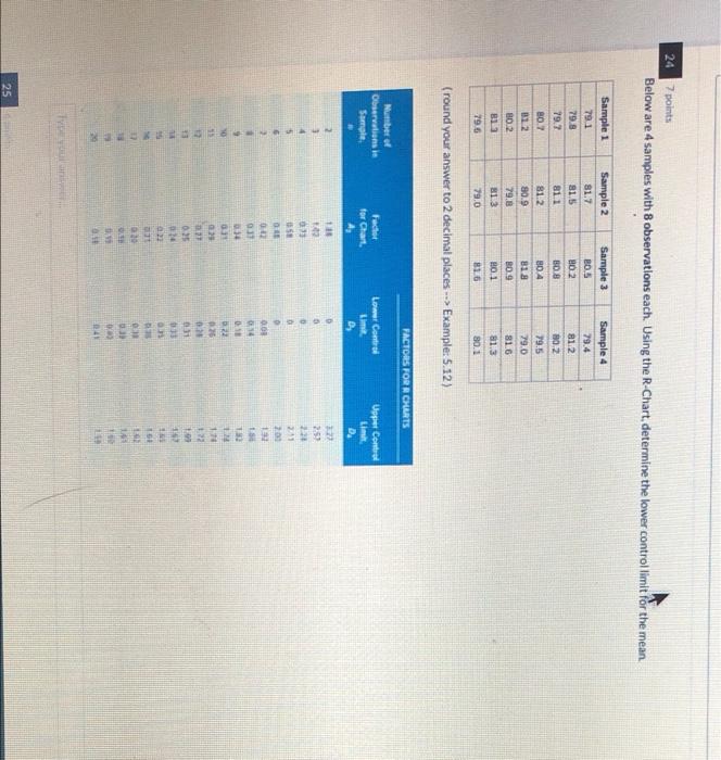 24 2 points Below are 4 samples with 8