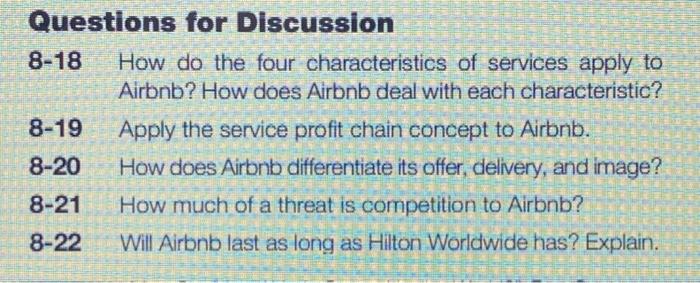 Questions for Discussion 8-18 How do the four