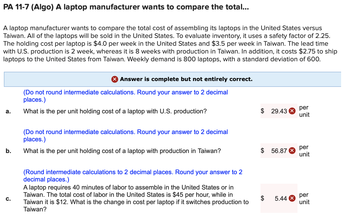 PA 11-7 (Algo) A laptop manufacturer wants to