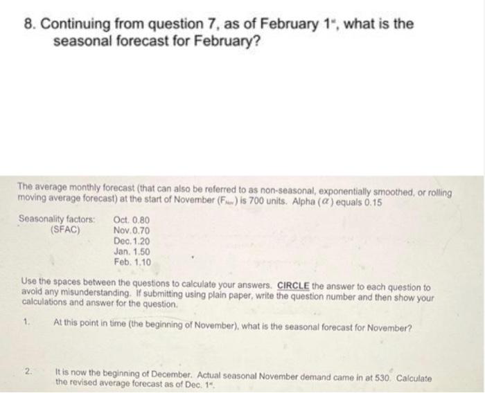 question 3 only please Teverage monthly forecast
