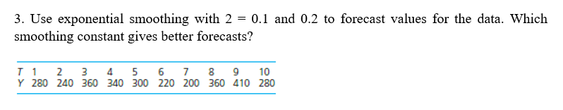 = 3. Use exponential smoothing with 2 = 0.1 and