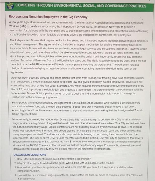 COMPETING THROUGH ENVIRONMENTAL, SOCIAL, AND