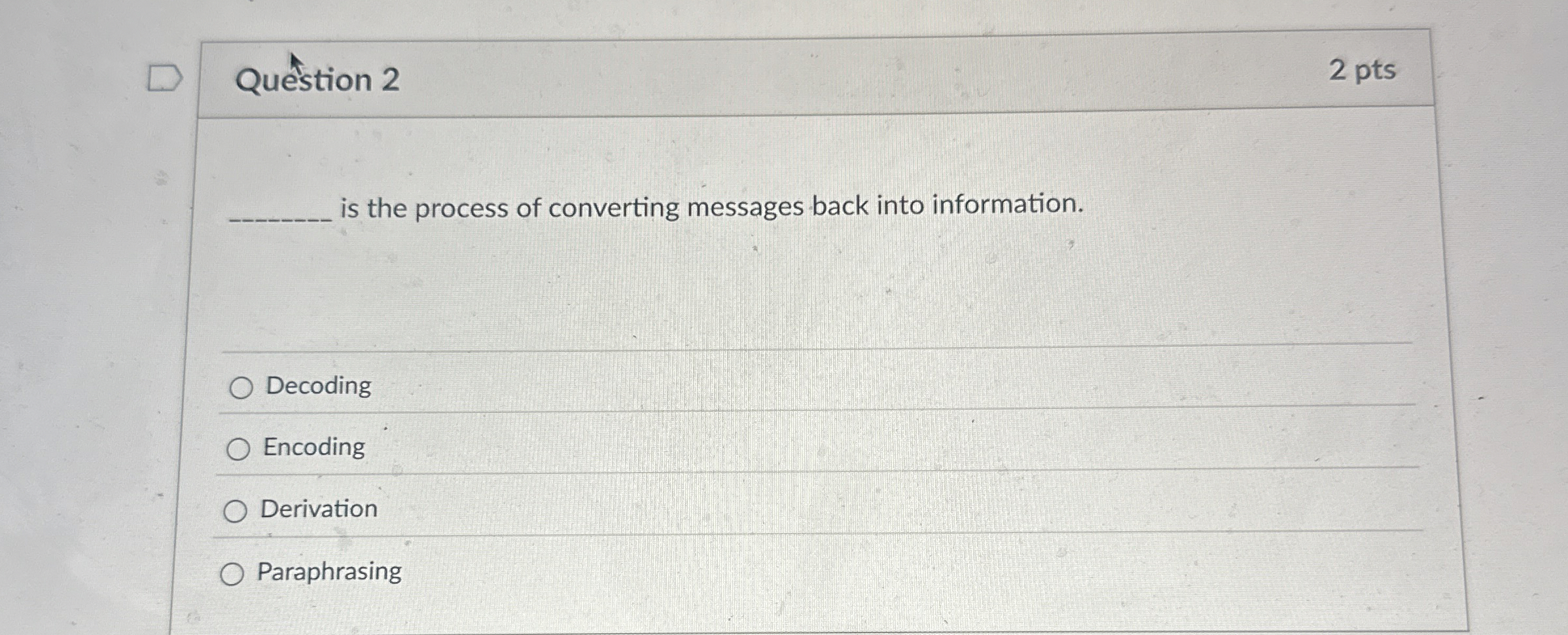 Question 2 2 pts q , is the process of converting