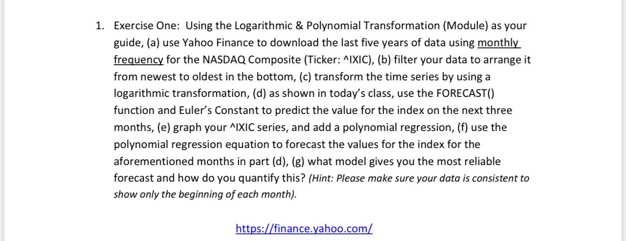 1. Exercise One: Using the Logarithmic &