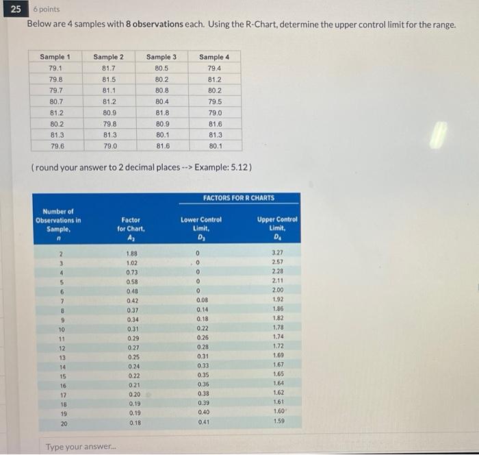 25 6 points Below are 4 samples with 8