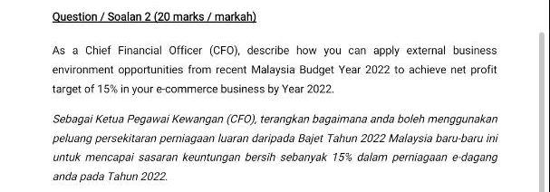 Question / Soalan 2 (20 marks / markah) As a