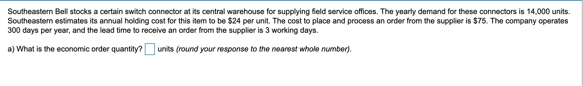 Southeastern Bell stocks a certain switch