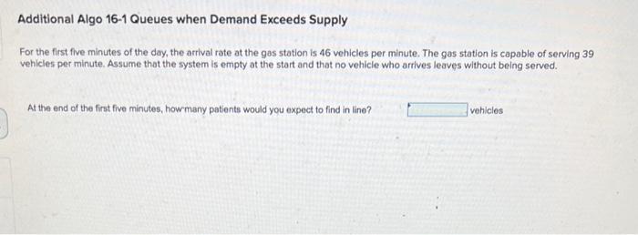 Additional Algo 16-1 Queues when Demand Exceeds