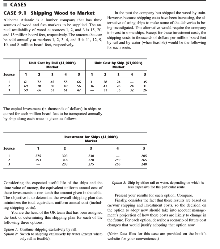 Kindly solve option 3 from this case as an excel