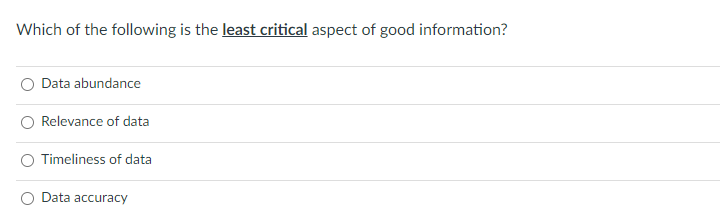Which of the following is the least critical