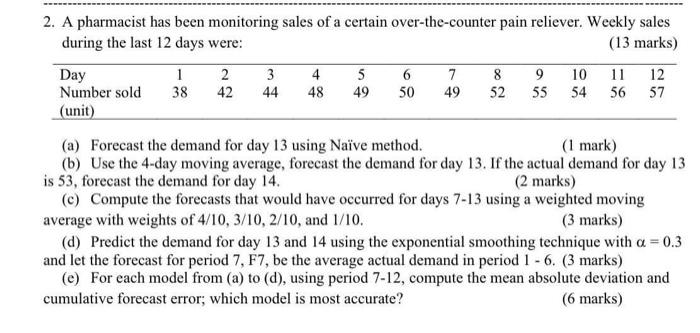 42 49 2. A pharmacist has been monitoring sales