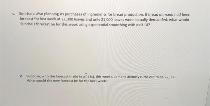 thank you 1. Sunrise Baking Company markets