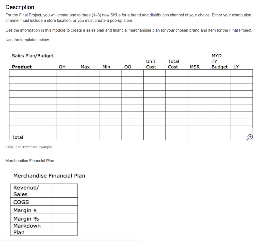 Description For the Final Project, you will