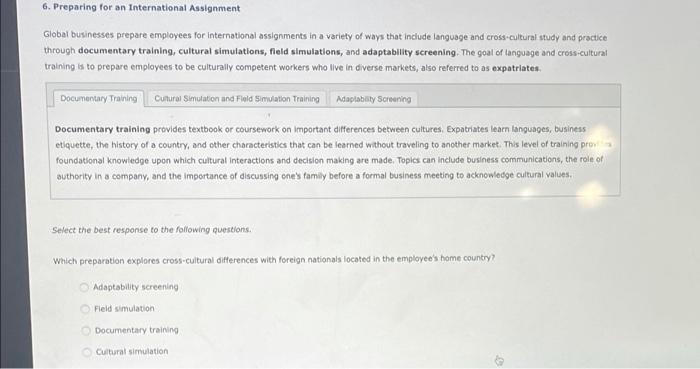 6. Preparing for an International Assignment