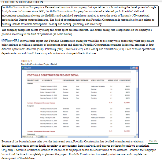only ERD diagram needed please FOOTHILLS