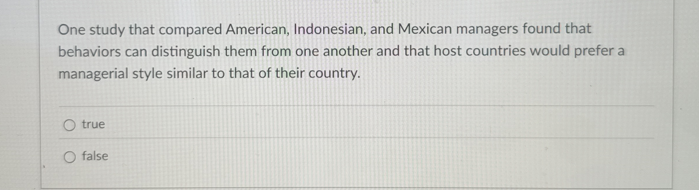 One study that compared American, Indonesian, and