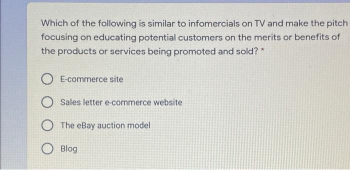 Which of the following is similar to infomercials