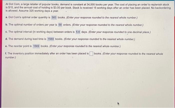 please answer F At Dot Com, a large retailer of