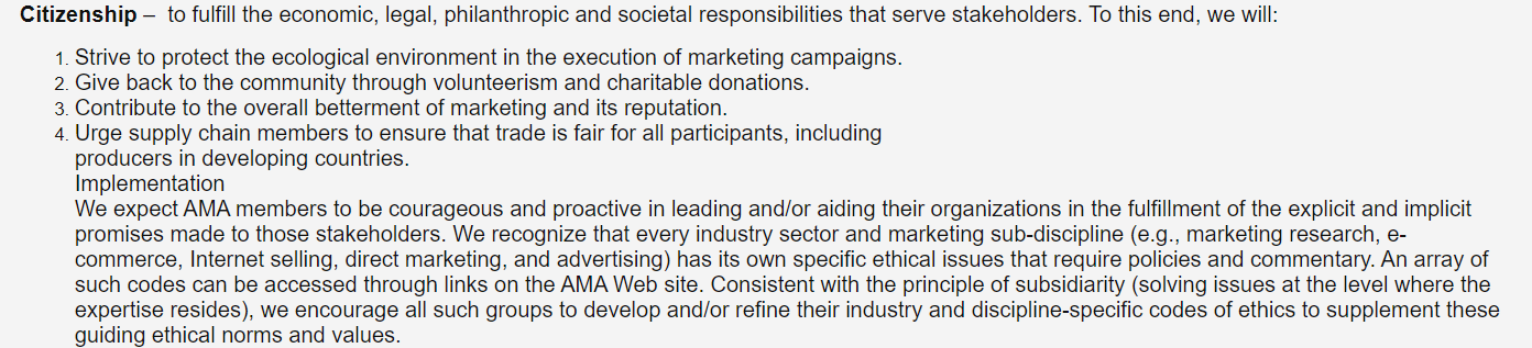 Read the American Marketing Association Ethical