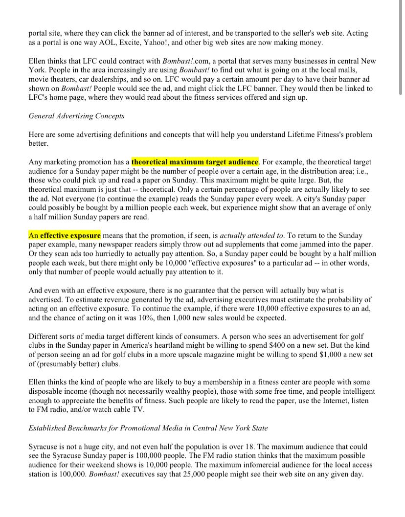 Lifetime Fitness Centers Case Decision Support