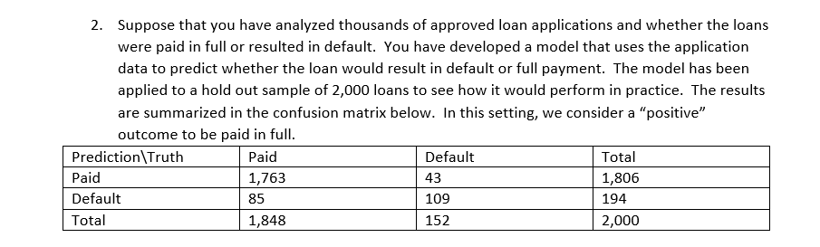 2. Suppose that you have analyzed thousands of