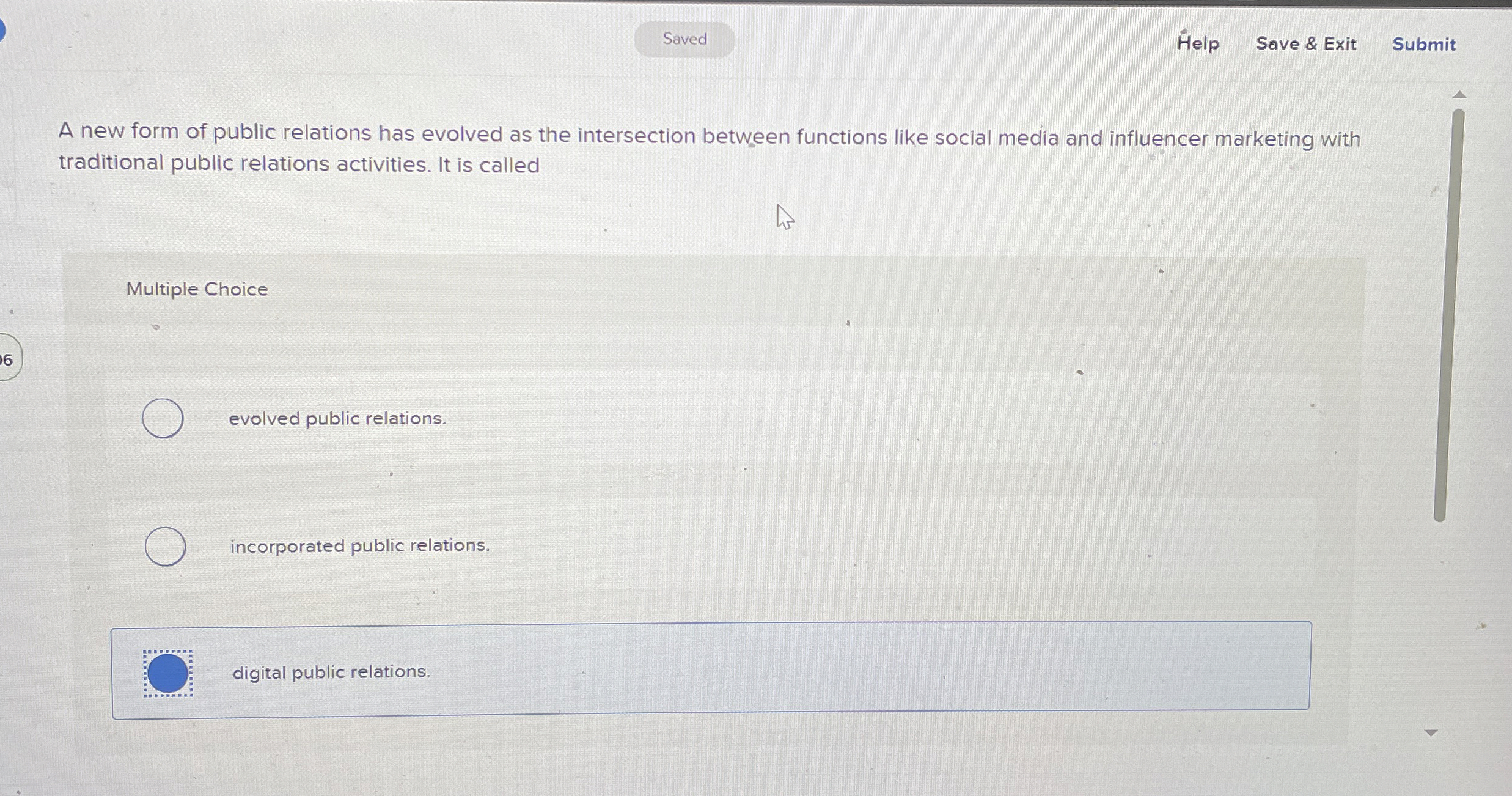 Help Save & Exit Submit A new form of public