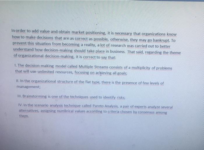 In order to add value and obtain market