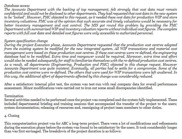 Case Study 8: ABC's Computerization Project B