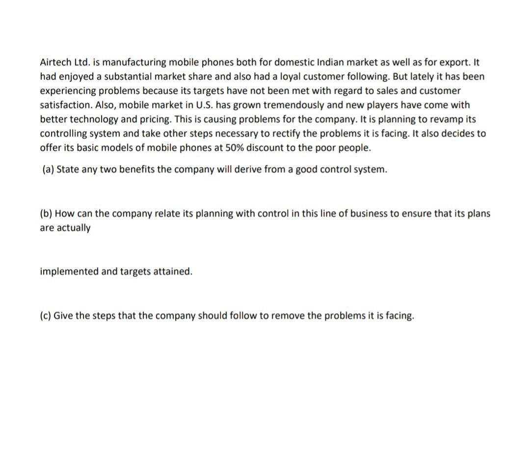 Pls answer with brief explanation. Airtech Ltd.