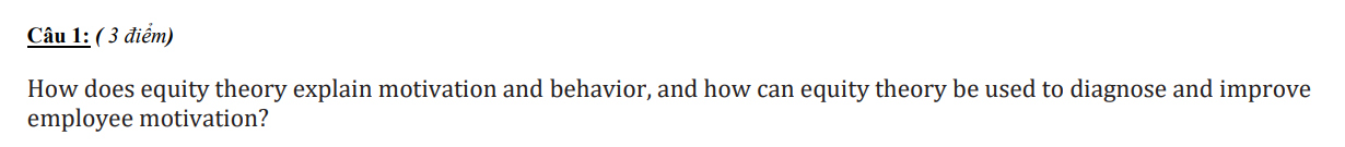 Cu 1: (3 im) How does equity theory explain