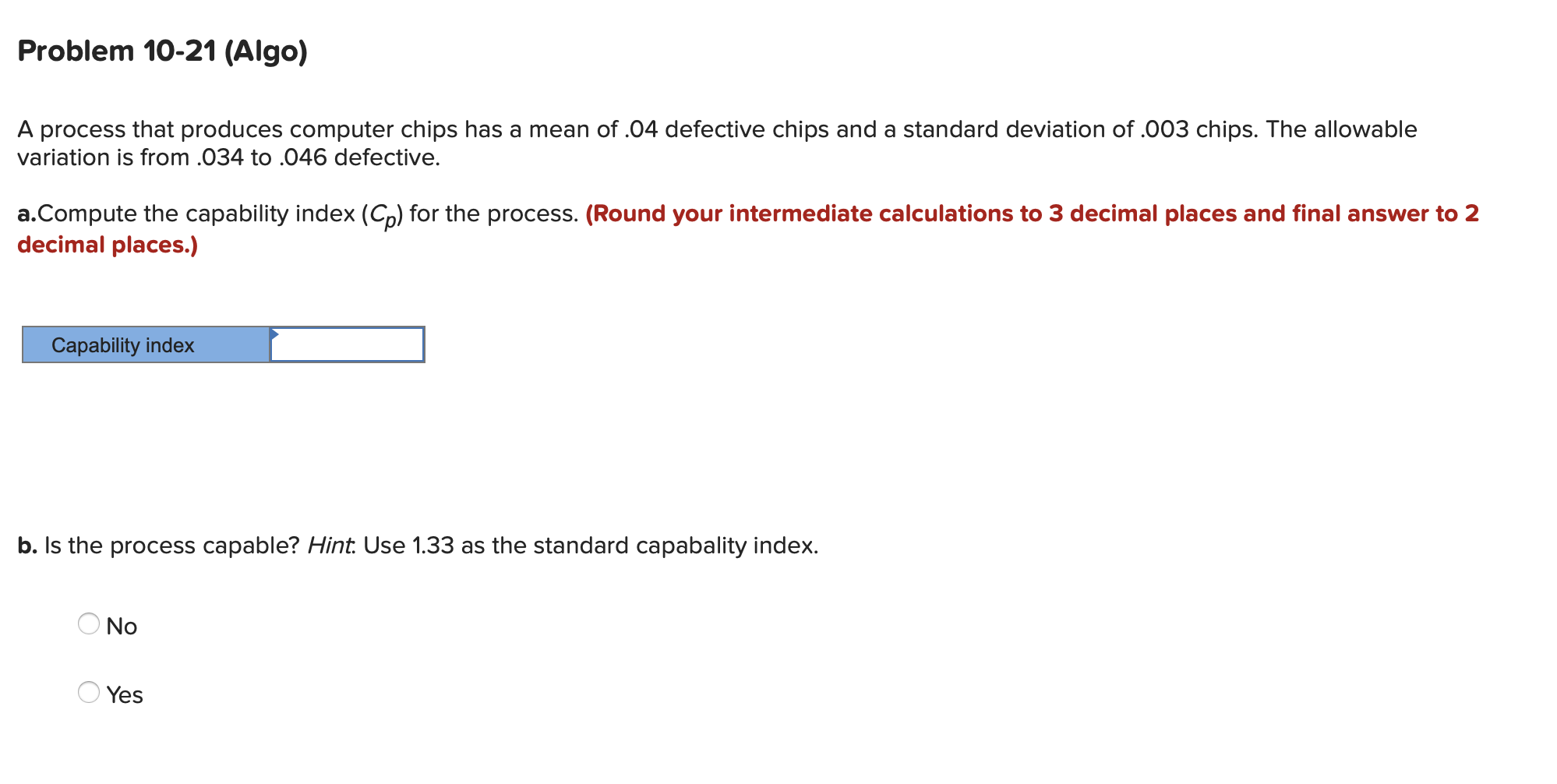 Problem 10-21 (Algo) A process that produces