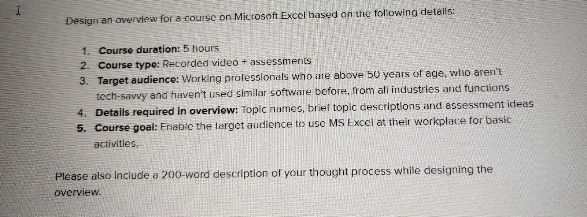I Design an overview for a course on Microsoft