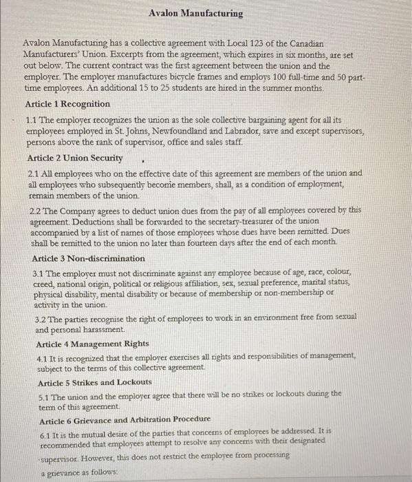 Avalon Manufacturing Avalon Manufacturing has a