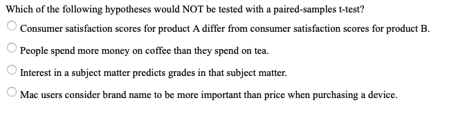 Which of the following hypotheses would NOT be