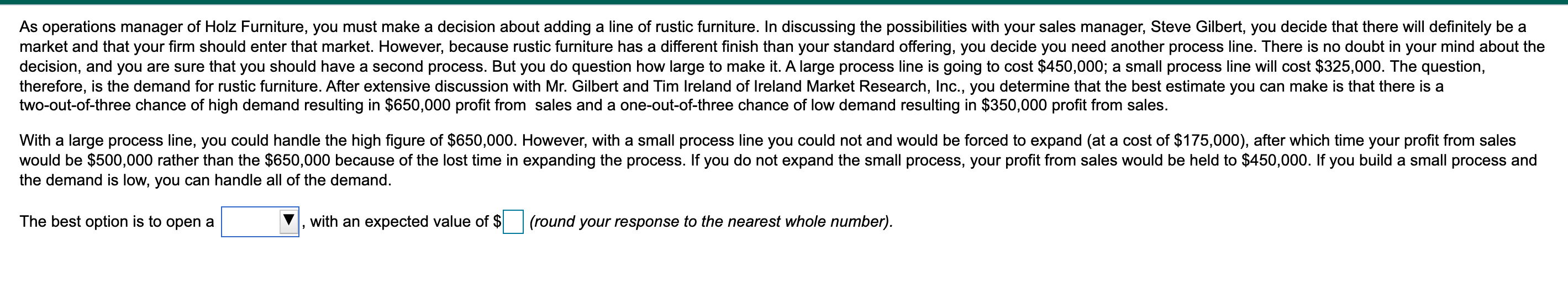 Operations management As operations manager of