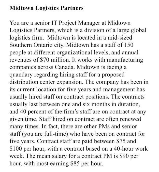 requirements Midtown Logistics Partners You are a