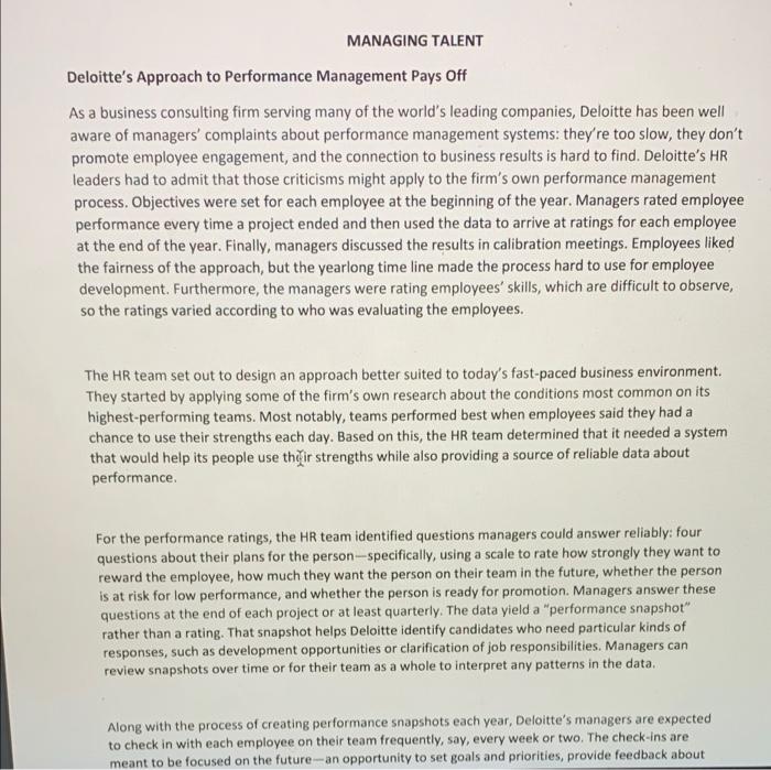 1,2,3 please ! MANAGING TALENT Deloitte's